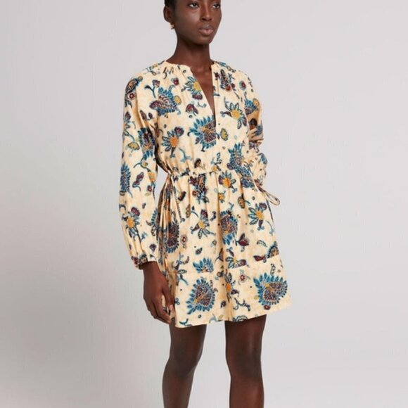 💕A.L.C.💕 Myra Paisley Long Sleeve Shift Dress ~ Apricot Abstract Floral 2 - Picture 8 of 16